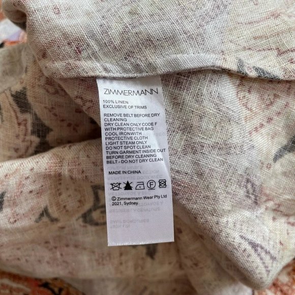 Zimmermann Botanica Chevron Paisley Print Linen Mini Dress - Picture 5 of 10